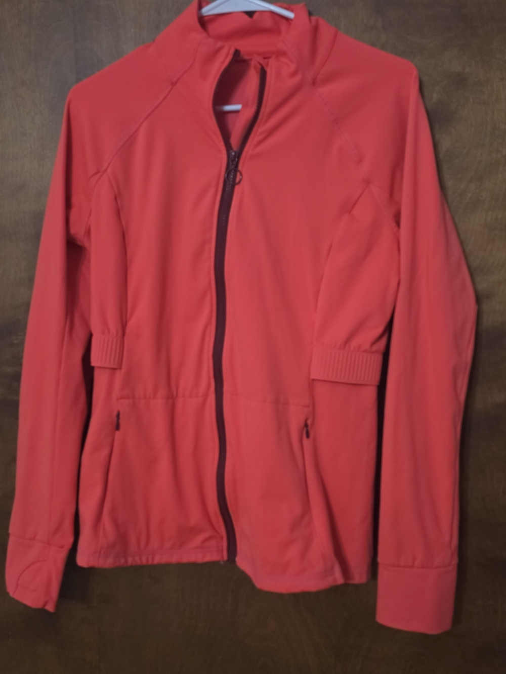 Fabletics Women's Coral-Red Zip Front Bomber Jacket